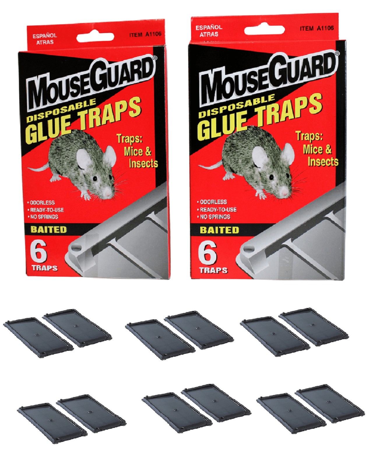 Mouse Guard 12 Pack Ready-to-Use Odorless Mouse Glue Traps for Trapping  Mice Rodents Insects with No Springs Disposable Safe