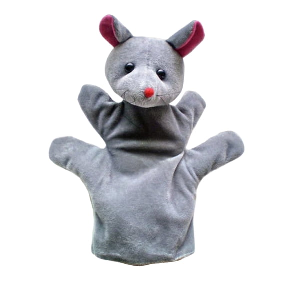 Mouse Hand Puppet Plush, Plush Stuffed Animals, 12 In, Open Fingers, Interactive Storytelling, Pretend Play, Gray Red, 1 Pc