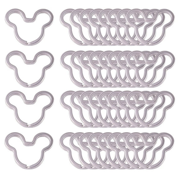 Mouse Head Shape Split Rings Colorful Flat Key Chain Rings Metal Creative Key Holder for Bag Home Car Office Organization DIY Crafts 6 Color 24PCS