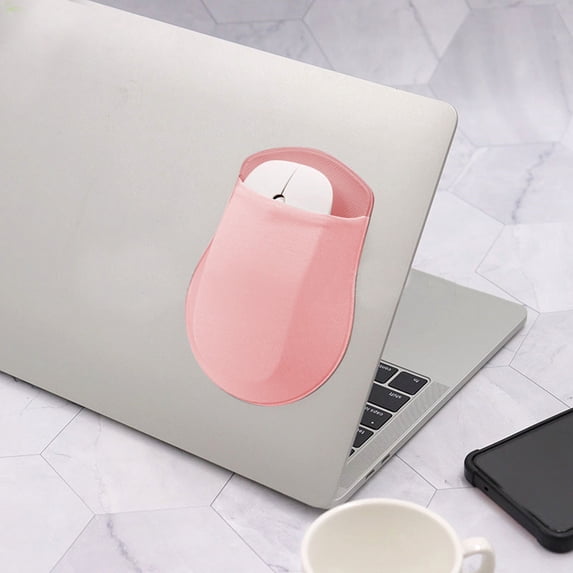 Mouse Holder, Adhesive Organizer, Self Stick Storage Pouch for Laptop Back or Desk, Secures Mouse Cables USB Drives, 1-Pack