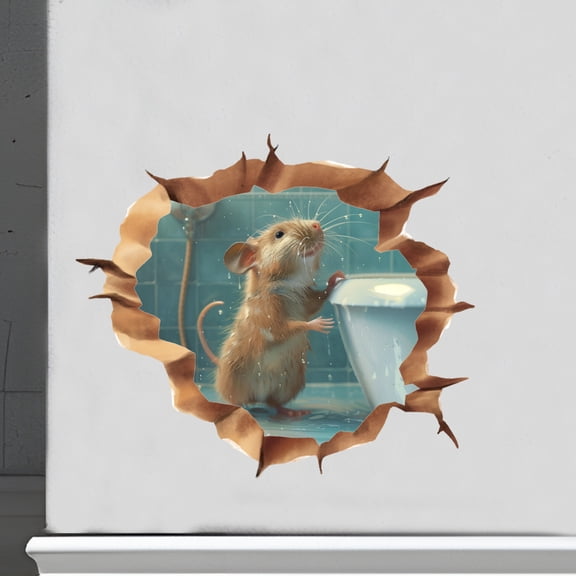 Mouse Hole Wall Decal, Animal Wall Stickers, 3D Wall Breaking Mouse Decoration, Bedroom Living Room Skirting Board Sticker