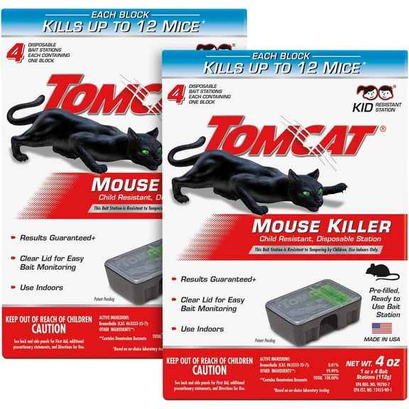 Mouse Killer Child Resistant, Disposable Station, 2-Pack (8 Preloaded Stations)
