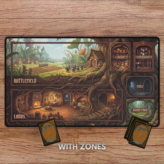 Mouse Kingdom MTG Playmat, Bloomburrow Playmat With Zones, Bloomburrow TCG Playmat, Cute Mouse Playmat, Fantasy Playmat, Commander Playmat FASTSHIPPING