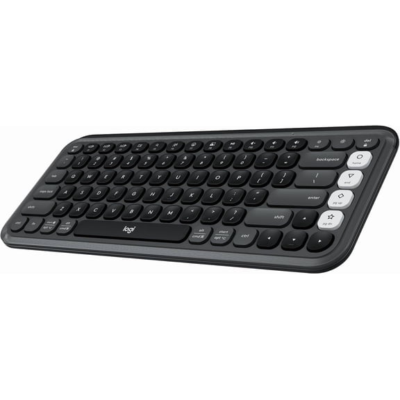 POP ICON Keys Wireless Bluetooth Keyboard, Comfortable Typing, Programmable Keys, Easy-Switch Between up to 3 Devices, for Laptop, Tablet, PC Graphite and White