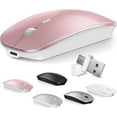 thumbnail image 1 of Mouse for MacBook Wireless Bluetooth Laptop Air Mac Pro Rechargeable Silent PC iPad Optical with Dual Mode Switch 5.2/3.0 and 2.4GHz USB Type-C Receiver Rose Gold, 1 of 4