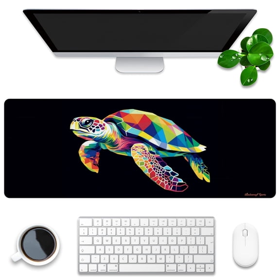 Mouse Mat,Desk Protector,Rubber Office Mat,Anti-Fray Stitched Edges,Waterproof Pad for Office & Gaming (31.5" x 11.8") - Beautiful Beach with Palm Trees And Blue Sky