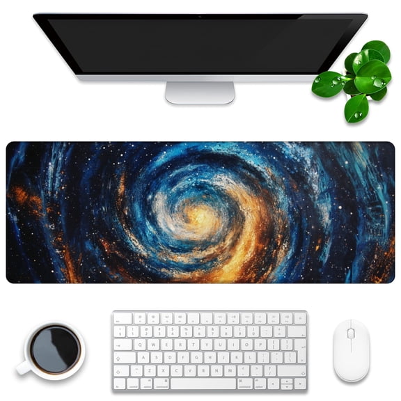 Mouse Mat,Desk Protector,Rubber Office Mat,Anti-Fray Stitched Edges,Waterproof Pad for Office & Gaming (31.5" x 11.8") - Butterflies in Various Colors on A Blue - Toned Background