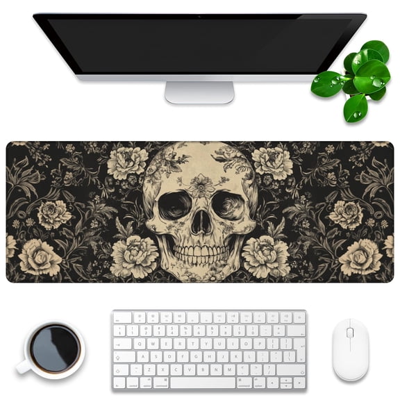 Mouse Mat,Desk Protector,Rubber Office Mat,Anti-Fray Stitched Edges,Waterproof Pad for Office & Gaming (31.5" x 11.8") - Electric Guitars Against A Flaming Background