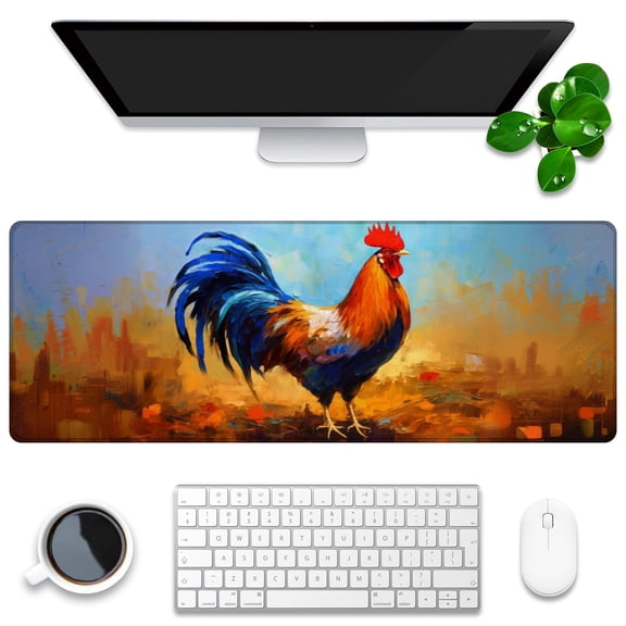 Mouse Mat,Desk Protector,Rubber Office Mat,Anti-Fray Stitched Edges,Waterproof Pad for Office & Gaming (31.5" x 11.8") - Elegant Bee on Honeycomb Surrounded By Blooming Flowers