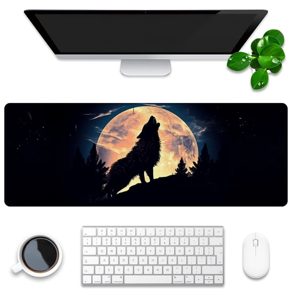 Mouse Mat,Desk Protector,Rubber Office Mat,Anti-Fray Stitched Edges,Waterproof Pad for Office & Gaming (31.5" x 11.8") - Monstera Leaves in Layered Composition