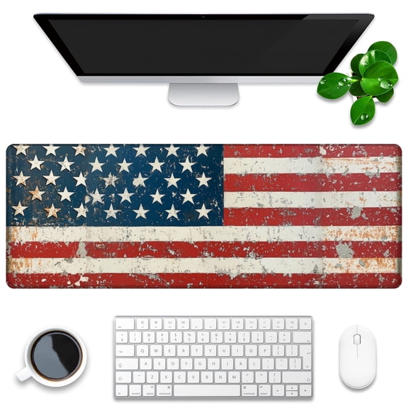 Mouse Mat,Desk Protector,Rubber Office Mat,Anti-Fray Stitched Edges,Waterproof Pad for Office & Gaming (31.5" x 11.8") - Tropical Beach with Palm Leaves And Waves