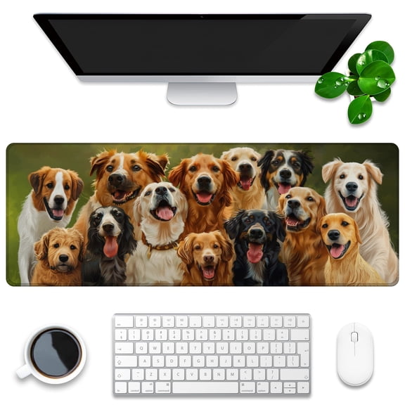 Mouse Mat,Desk Protector,Rubber Office Mat,Anti-Fray Stitched Edges,Waterproof Pad for Office & Gaming (31.5" x 11.8") - Vast Field of Tulips in A Soft Color Palette
