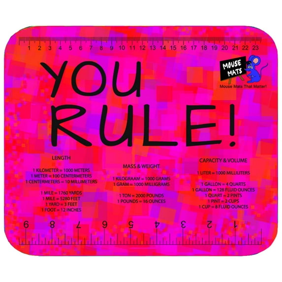 Mouse Mats "You Rule" Ruler And Measurements Sublimated Mouse Pad (Pink)