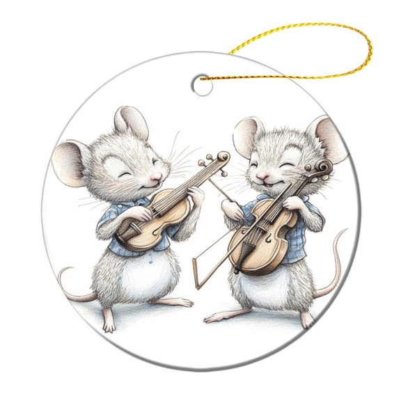 Mouse Music Band Ceramic Christmas Ornament Rat & Musical Instrument Funny Christmas Ornaments 2024 Ceramic Ornament Xmas Tree Decor Keepsake Gift for Christmas Tree Decorations