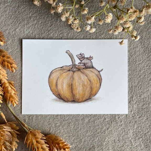 Mouse On Pumpkin Poster, Poster Only