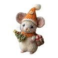 thumbnail image 1 of Mouse Ornament Handmade Animal Decoration, 4" Cute Mouse Figurine for Home Decor, Adorable Animal Gift for Spring Easter Christmas Thanksgiving Table Decor, 1pcs E, 1 of 4