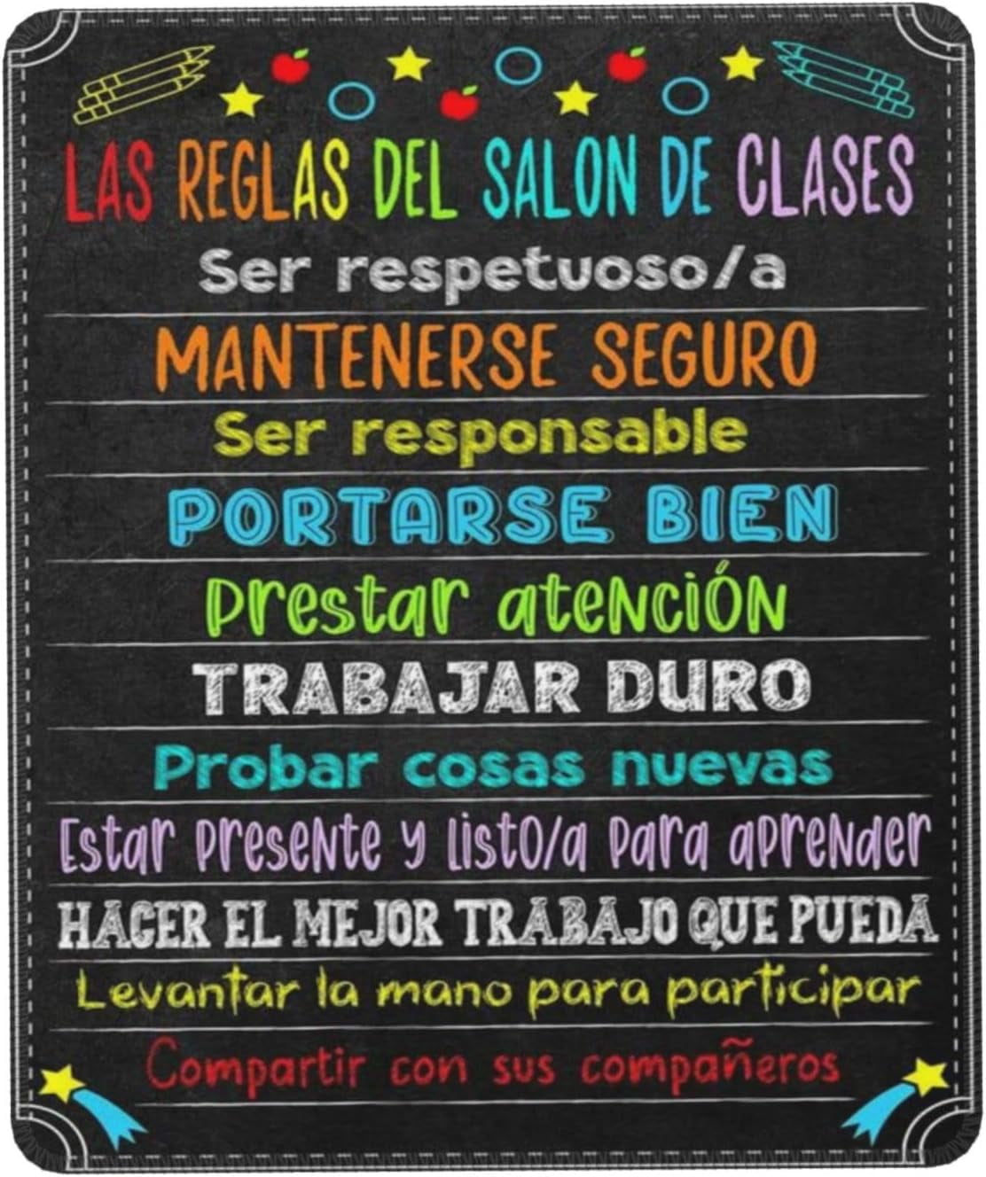 Mouse Pad 10x12 Inch Spanish for Classrooms Motivational Spanish Class