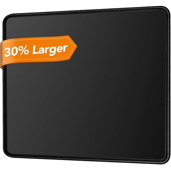 Mouse Pad 11 x 8.7 in, Smooth & Stable Mousepad with Stitched Edges and Non-Slip Base, Smooth Cloth Surface Computer Black Mouse Pad. Clean Desk Essential for Work, Study & Home Office