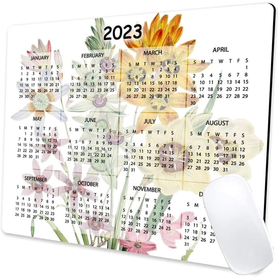 Mouse Pad, 2023 Calendar Mouse Pad, Square Cute Mouse Mat Waterproof Mousepad Non-Slip Rubber Base Mouse Pads for Office Laptop