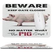 Mouse Pad 8x10 Inch, Funny Non-Slip Rubber Rectangle Gaming Mouse Pad Mat with Stitched Edge for Work Home Office Laptop Computer, Warning Pig Says, Gift for Friends