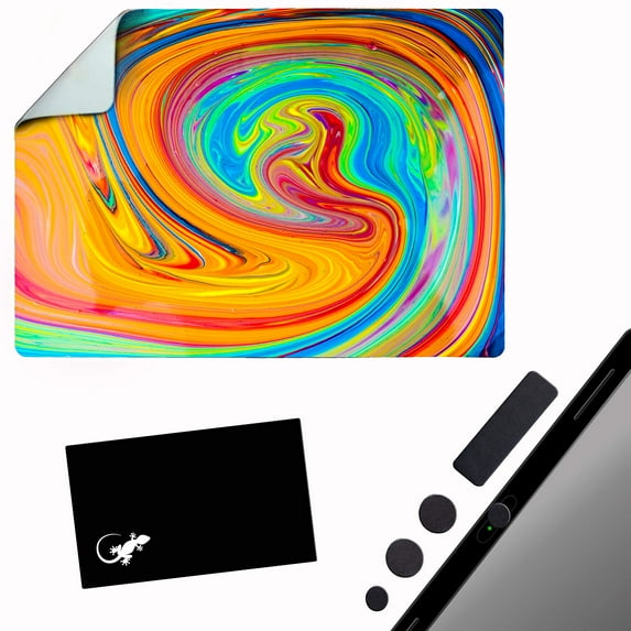 Mouse Pad Adhesive Bottom - Sticks to Any Surface - Portable - Webcam Covers and Screen Cleaner Included (Color Swirl)