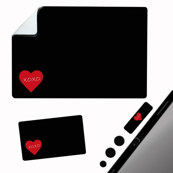 Mouse Pad Adhesive Bottom - Sticks to Any Surface - Portable - Webcam Covers and Screen Cleaner Included (Heart XOXO)