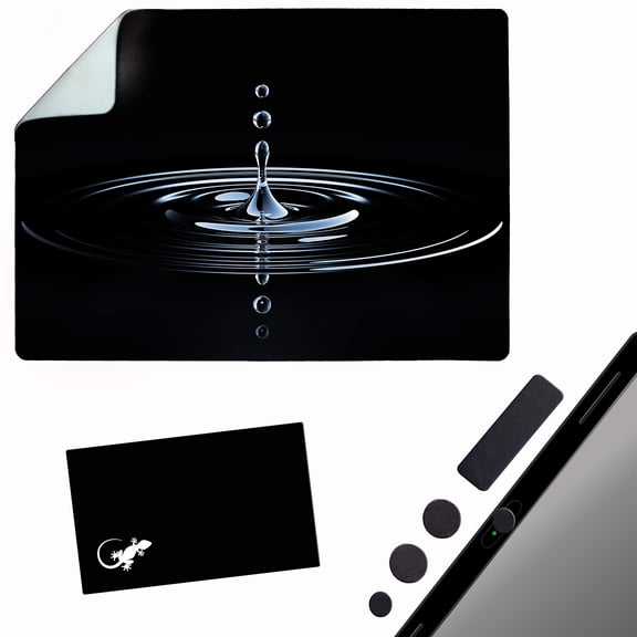 Mouse Pad Adhesive Bottom - Sticks to Any Surface - Portable - Webcam Covers and Screen Cleaner Included (Water Drop)
