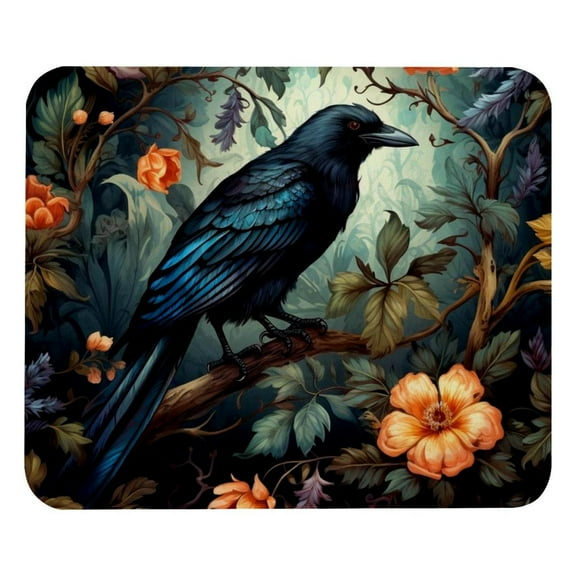 Mouse Pad, Anti-Slip Rubber Mouse-pad for Gaming Office Laptop Computer Men Women Kids, Cute Custom Pattern Mouse Mat, Crow Design