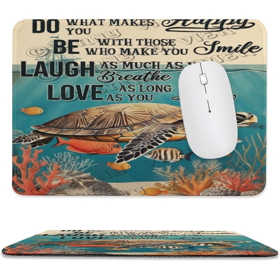 Mouse Pad, Beach Style Anti-Slip Rubber Mousepad with Stitched Edges for Gaming Office Laptop Computer, Cute Pattern Mouse Mat - Sea Turtle 8"x10"