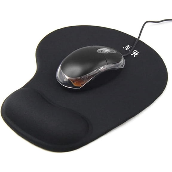 Mouse Pad Black Anti-Slip Comfort Ergonomic Mouse PAD MAT with Gel Foam Rest Wrist Support for PC Laptop - Compatible with Laser and Optical Mice
