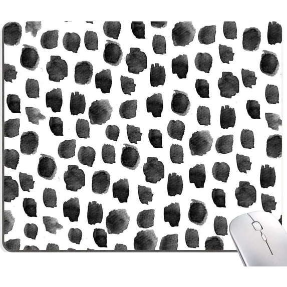 Mouse Pad, Black Polka Dot Mouse Pad with Design, Premium-Textured Mousepad Square Waterproof Mouse Mat Non-Slip Rubber Base Mouse Pads for Office Laptop