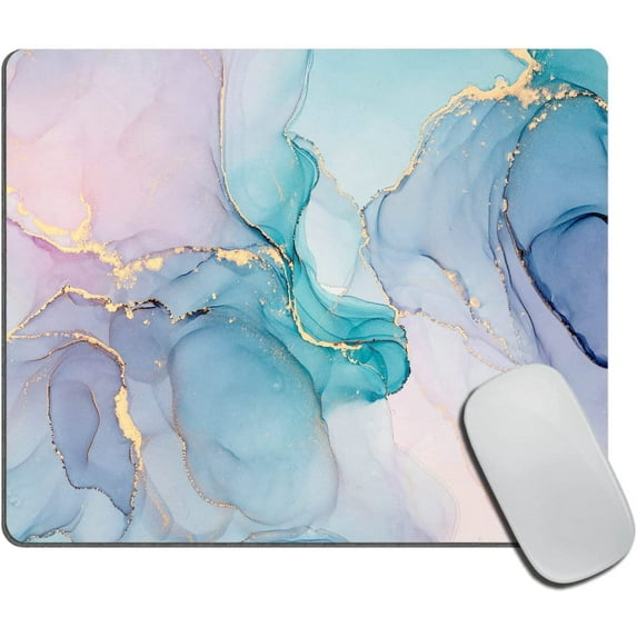 Mouse Pad, Blue Marble Mouse Pad, Mouse Mat Square Mouse Pad Non Slip Rubber Base MousePads for Office Laptop Pretty Marble, 9.5"x7.9"x0.12" Inch