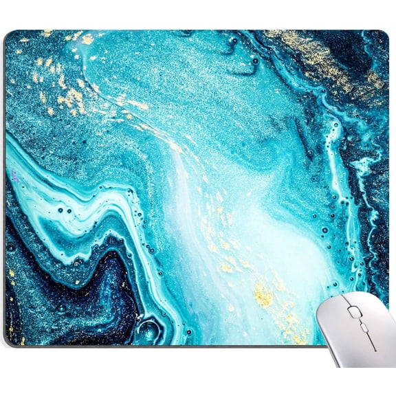 Mouse Pad, Blue Marble Mouse Pad, Square Waterproof Cute Gaming Cloth Mousepad for Office Laptop, Non-Slip Rubber Personalized Computer Desk Mouse Pads for Wireless Mouse