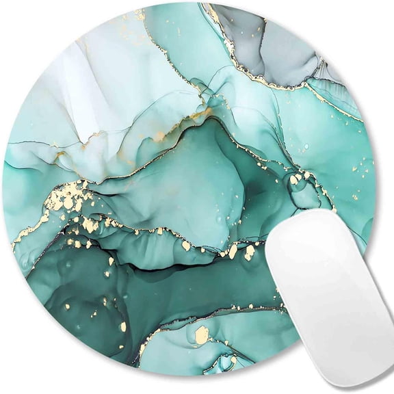 Mouse Pad, Blue Watercolor Lotus Flower Round Mouse Pad, Non-Slip Rubber Base Mousepad for Laptop Computer, Personalized Small Mousepad with Designs for Women, 7.9 x 7.9 Inch