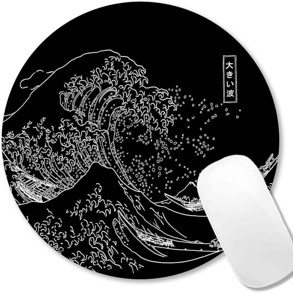 Mouse Pad, Blue Watercolor Lotus Flower Round Mouse Pad, Non-Slip Rubber Base Mousepad for Laptop Computer, Personalized Small Mousepad with Designs for Women, 7.9 x 7.9 Inch