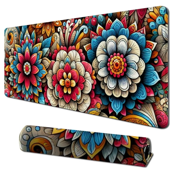 Mouse Pad, Boho Floral Mouse Pad for Women, Cute Mousepad Square Waterproof Mouse Mat Non-Slip Rubber Base Mouse Pads for Wireless Mouse Office Laptop