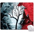 thumbnail image 1 of Mouse Pad, Computer Mouse Pad with Designs, Square Mouse Mat Waterproof Mousepad Non-Slip Rubber Base Mouse Pads for Office Laptop, Ice and Fire Tree, 1 of 6