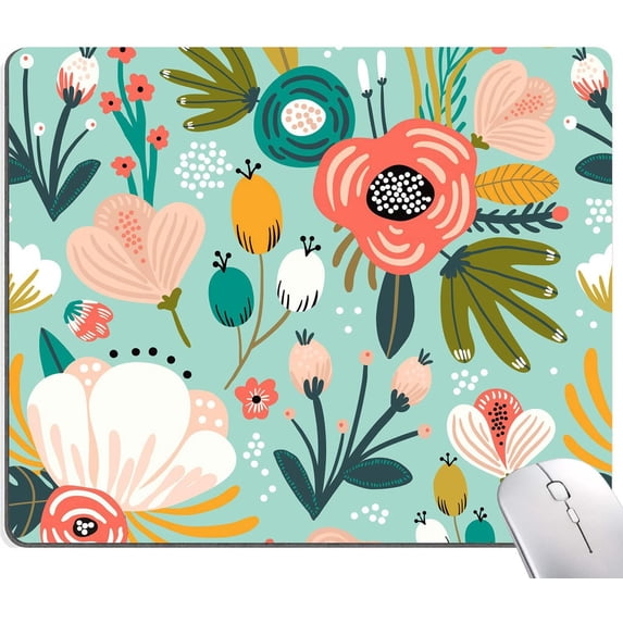Mouse Pad, Cute Abstract Floral Mouse Pad for Women, Washable Square Cloth Mousepad for Office Laptop, Non-Slip Rubber Computer Mouse Pads for Wireless Mouse, Personalized Mouse Pads for Desk
