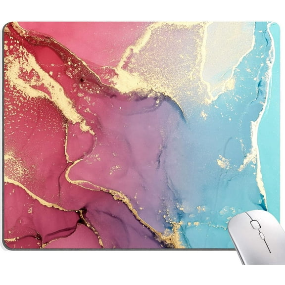Mouse Pad, Cute Colorful Marble Mouse Pads with Design, Square Washable Cloth Personalized Mouse Mat, Gaming Office Home Non-Slip Rubber Base Computer Mousepad