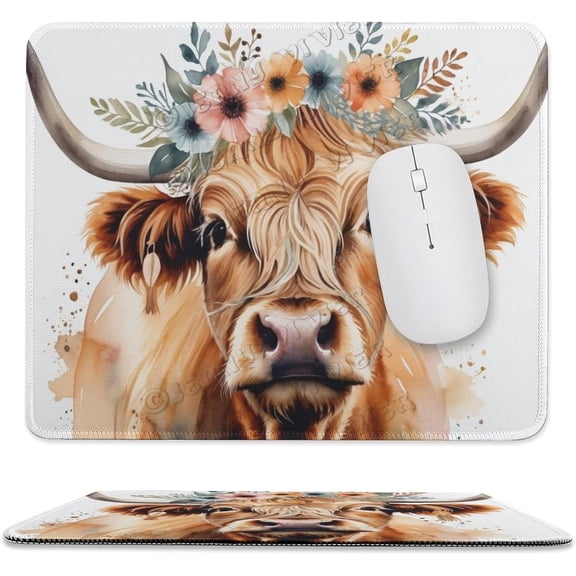 Mouse Pad, Cute Cow Rectangular Non-Slip Rubber Mousepad Office Accessories Desk Decor Mouse Pads for Computers Laptop, Stitched Edge 10"x12"