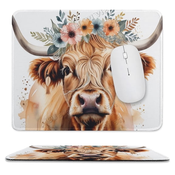 Mouse Pad, Cute Cow Rectangular Non-Slip Rubber Mousepad Office Accessories Desk Decor Mouse Pads for Computers Laptop, Stitched Edge 10"x12"