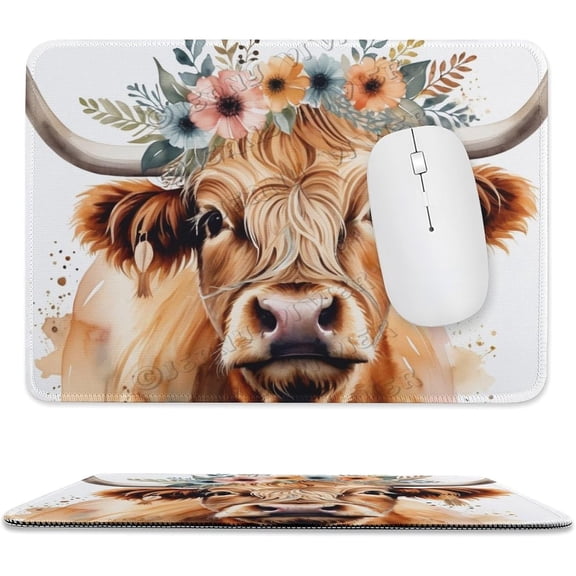 Mouse Pad, Cute Cow Rectangular Non-Slip Rubber Mousepad Office Accessories Desk Decor Mouse Pads for Computers Laptop, Stitched Edge 8"x10"