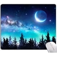 thumbnail image 1 of Mouse Pad, Cute Mouse Pads, Square Washable Cloth Personalized Mouse Mat with Design, Gaming Office Home Non-Slip Rubber Base Computer Mousepad, Forest Moon, 1 of 6