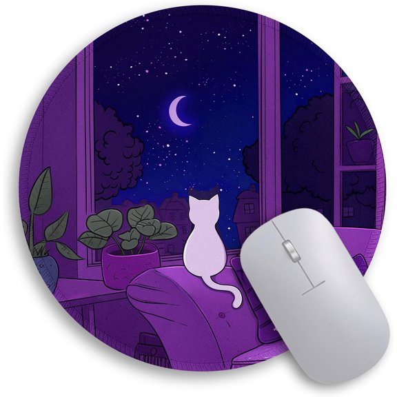 Mouse Pad, Cute Small Mouse Pads for Desk, Round Travel Mousepad for Wireless Mouse Gaming Work Laptop, Plant Leave Mini Computer Mouse Mat, Home Decor Office Desk Accessories