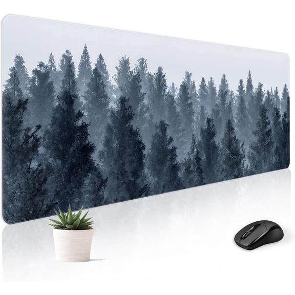 Mouse Pad Desk Mat Gaming Large Keyboard Cute Office Desktop Computer Laptop Grey Forest XXL Long Giant Big Aesthetic Girly Pretty Modern Design Women Girl Oversized Wide 31.5x11.8'''' Mousepad