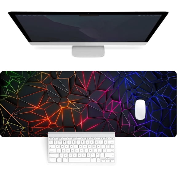 Mouse Pad - Desk Pad Extended 31.5x11.8inch Large Mousepad 3D Computer Gaming Mouse Pad Desk Mat with Stitched Edges Non-Slip Rubber Base for Office/Home