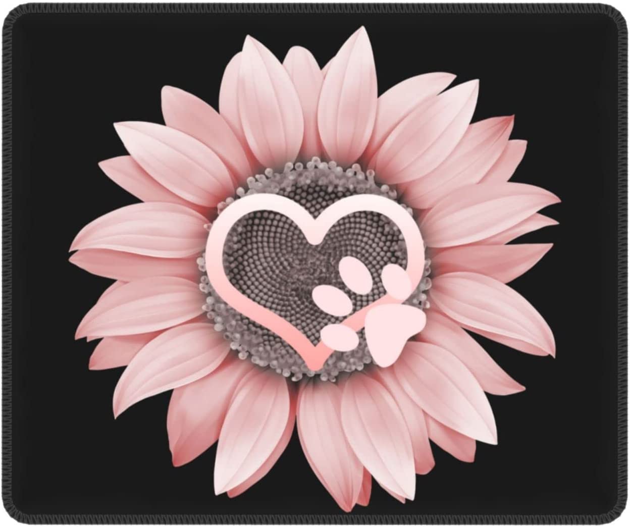 Mouse Pad Dog Paw Print Pink Heart Floral Design AntiSlip Gaming Mouse