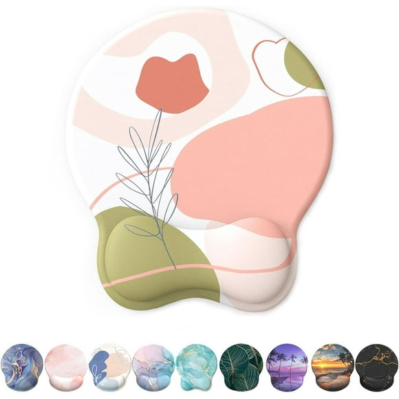 Mouse Pad, Ergonomic Mouse Pad with Wrist Rest, Comfortable Computer Gel Mouse Pad Wrist Support for Laptop, Pain Relief Mousepad with Non-Slip PU Base (Rose)