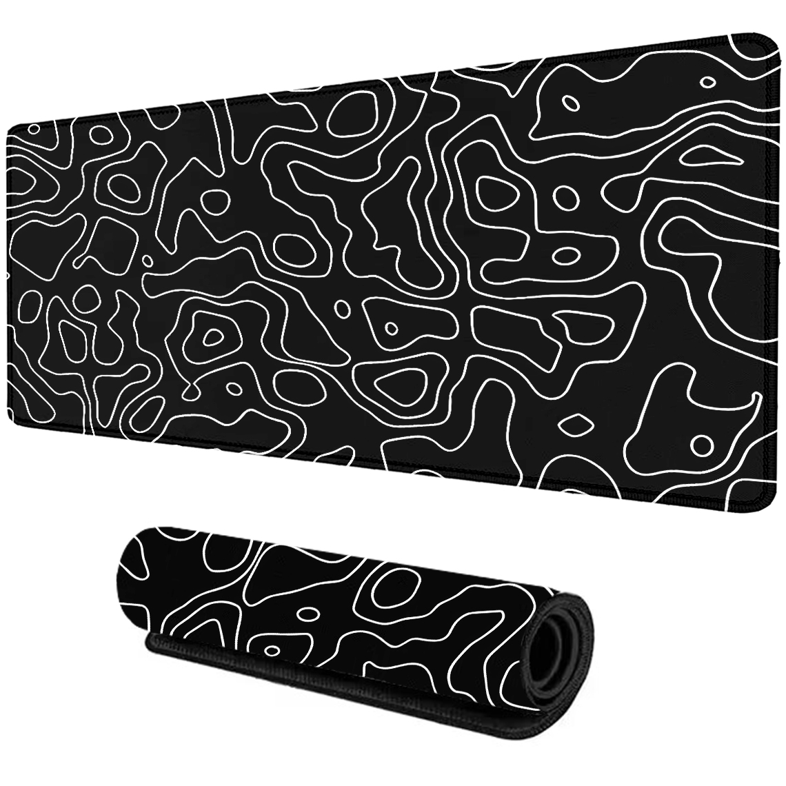 Mouse Pad Extended Gaming Mouse Pad for Desk 800x300 Black and White Mousepad Topographic Mouse