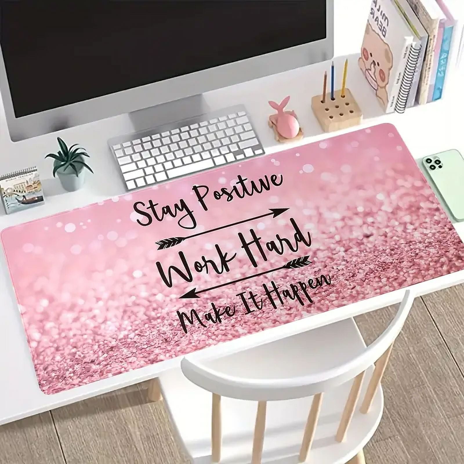 Extended Gaming Mouse Pad - 23.6x13.8 Inch Purple Lotus Flower Design With Non-Slip Rubber Base